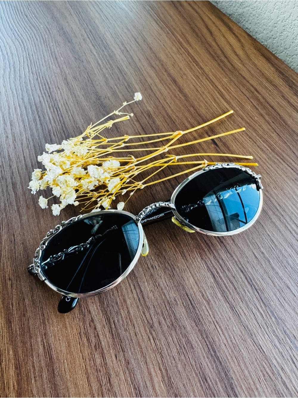 Brighton Silver Metal Frame Sunglasses with Black Lenses